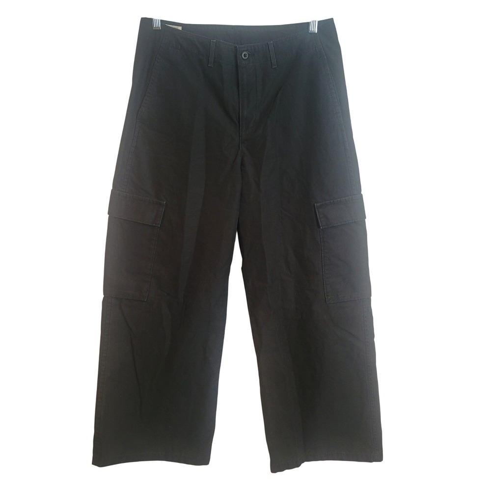 Levi's Baggy Wide Leg Cargo Trousers Pants Black Cotton Women's Size 30 Utility